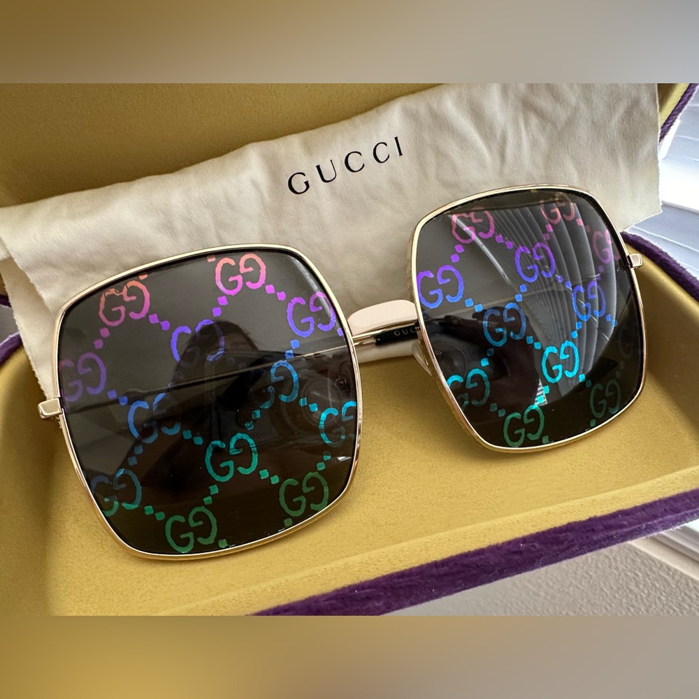GUCCI SUPREME GG04145 UNISEX SQUARE GG PRINT MONOGRAM MIRROR SUNGLASSES